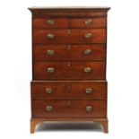 Georgian style mahogany chest on chest fitted with two short above five long graduated drawers,