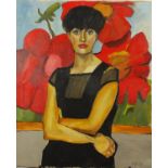 Portrait of a female, oil on canvas, bearing a signature A E Rice, unframed, 61cm x 51cm : For