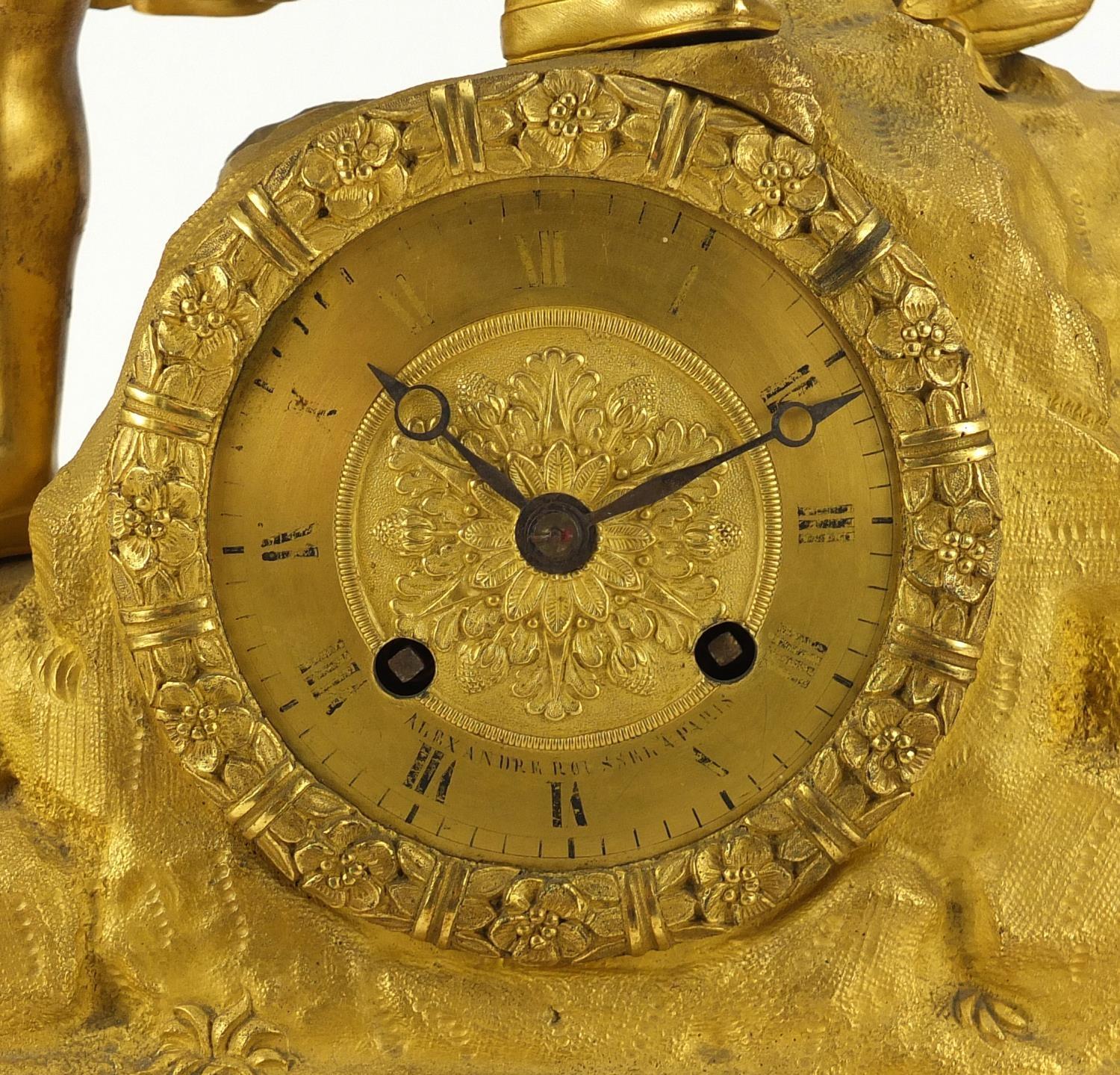 Good French Empire ormolu figural mantel clock striking on a bell by Alexandre Roussel, mounted with - Image 5 of 13