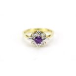 18ct gold amethyst and diamond ring, size M, 3.7g : For Further Condition Reports Visit Our Website: