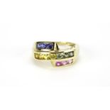 9ct gold multi gem crossover ring, size M, 3.0g : For Further Condition Reports Visit Our Website: