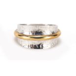 Modernist two tone 9ct gold ring, size U, 4.6g : For Further Condition Reports Visit Our Website: