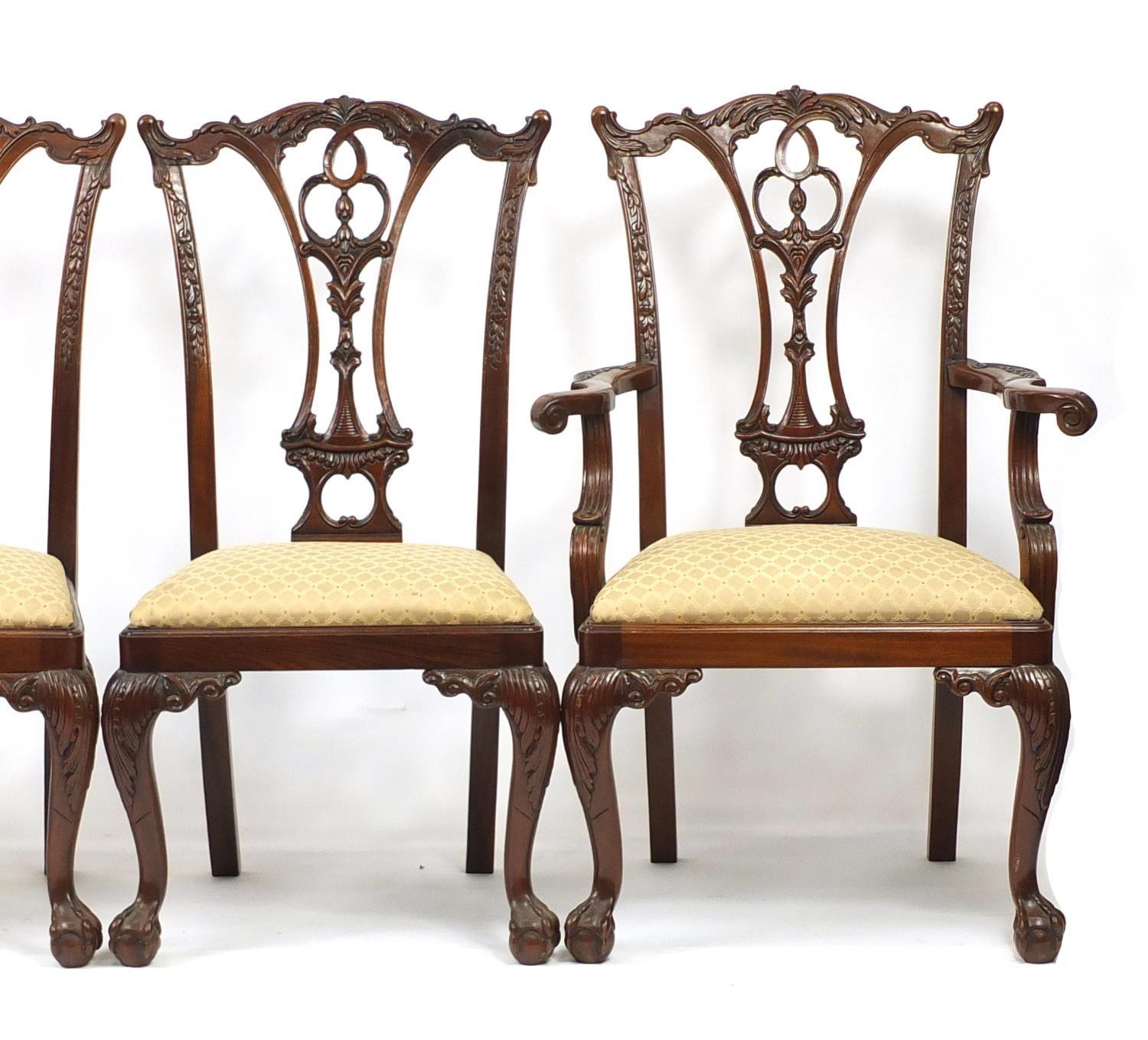 Set of eight Chippendale style mahogany chairs with drop in seats including two carvers, all - Image 10 of 15