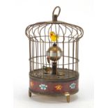 Clockwork automaton bird cage design clock, 19.5cm high : For Further Condition Reports Visit Our