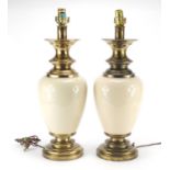 Pair of American brass mounted stiffel lamps, each 60cm high : For Further Condition Reports Visit
