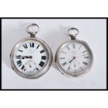 Two vintage early 20th Century silver hallmarked pocket watches comprising of an A Yewdall Leeds