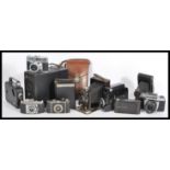 A selection of vintage film cameras to include Meyer-Optik Domiplan 50mm, a Kodak vest Pocket