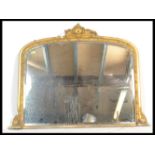 A 19th Century Victorian overmantel mirror having a gilt moulded plaster work frame. Measures: 106cm