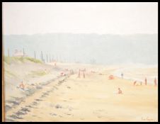 Ian Cryer PROI (Bn 1959)  A 20th century  oil on canvas painting of a beach scene in summer  being