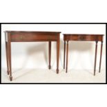 A good quality Georgian revival antique style mahogany serpentine fronted writing table desk being