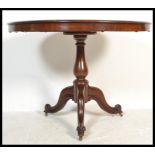 A good George III early 19th century mahogany tilt top breakfast table being raised on well