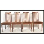 G Plan - A set of four retro 20th Century G Plan Fresco teak wood rail back dining chairs, drop in