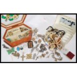 A collection of vintage costume jewellery to include a silver hallmarked pendant, silver earrings, a