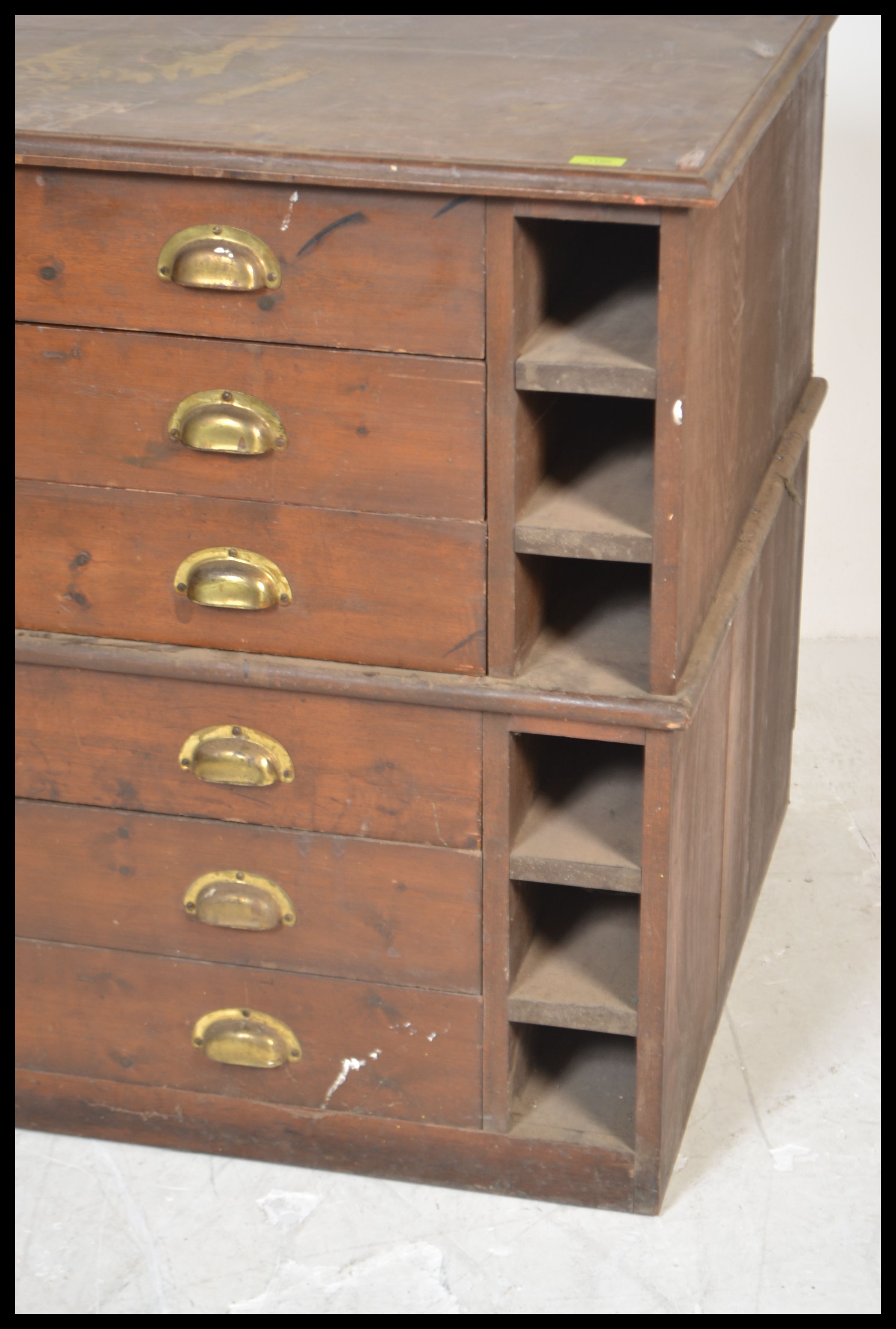 A believed late 19th century Victorian large oak six-drawer architects plan / map chest of drawers - Image 3 of 5