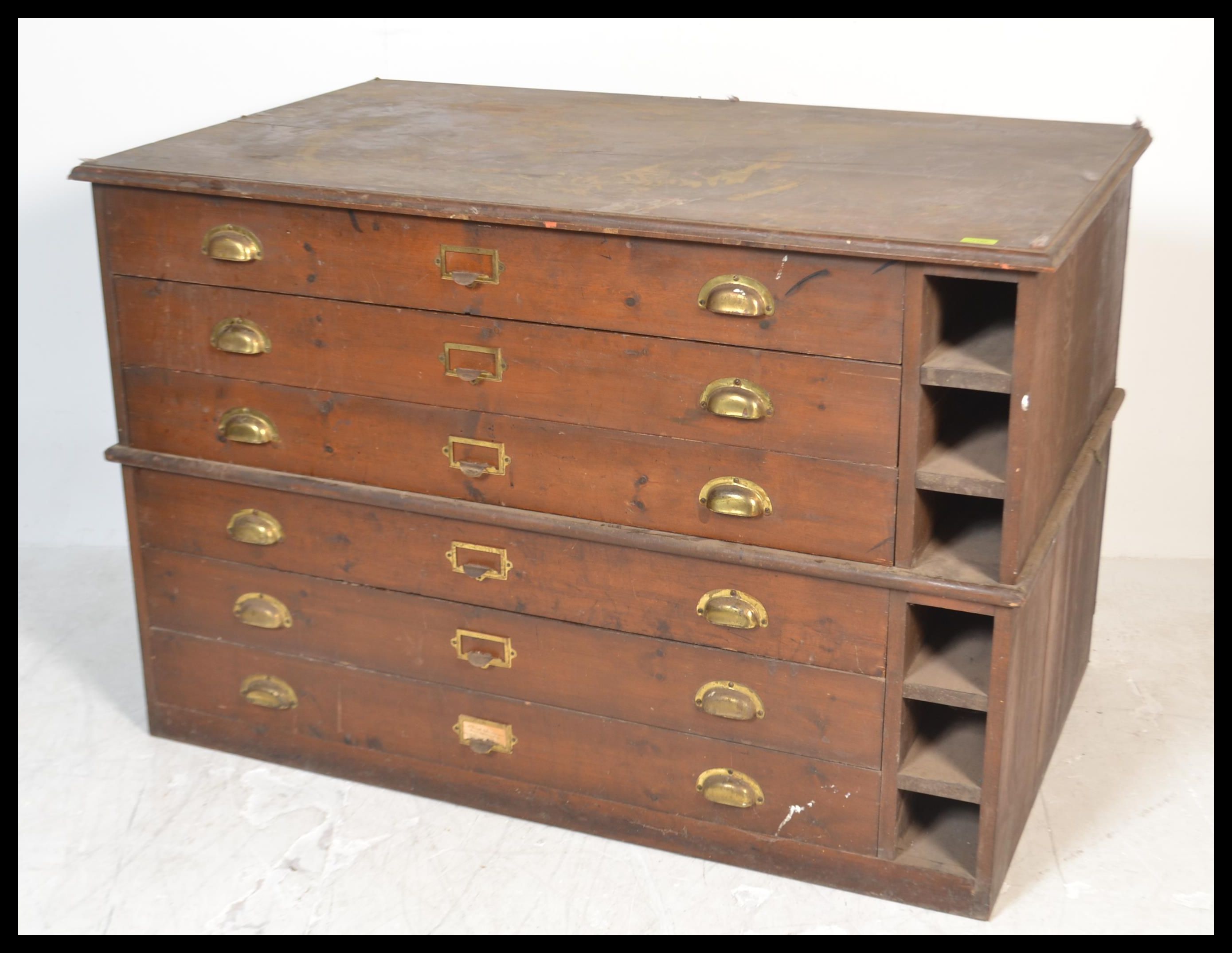 A believed late 19th century Victorian large oak six-drawer architects plan / map chest of drawers - Image 2 of 5