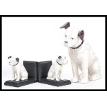 HMV Advertising figures: a pair of HMV ' Nipper ' themed cast iron bookends, along with a large