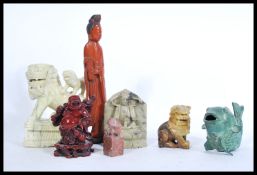 A group of Chinese items to include a Cinnabar lac