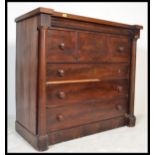 A 19th century Victorian Scottish mahogany chest of drawers. Raised on a plinth  base with columns