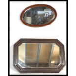 Two vintage early 20th Century Edwardian wall hanging mirrors, the first or rectangular form