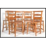 A set of 6 mid 20th century Air Ministry / War Department style beech wood chapel chairs. Squared