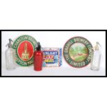 A group of Breweriana related advertising items to include three soda siphons one for Brooke and