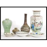 A group of vintage 20th Century Chinese and Japanese ceramics to include hand painted vase and