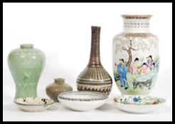 A group of vintage 20th Century Chinese and Japanese ceramics to include hand painted vase and