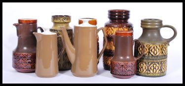 A collection of vintage retro 20th Century West German fat lava type vases along with similar