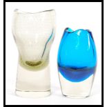 A group of two mid Century Czech Studio art glass vases believed to be by Milan Metelak for