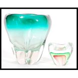 A large substantial vintage ' Molar ' art glass vase in a two tone colourway, together with a