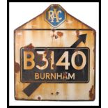 RARE ORIGINAL 1960'S RAC ENAMEL ROAD SIGN FOR BURNHAM ON SEA