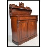 A good 19th century  Victorian mahogany chiffonier sideboard being raised on a plinth base with twin