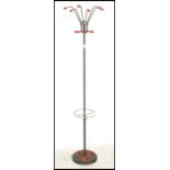 A 1970's retro atomic / sputnik coat hat stand having red ball finial hooks with chrome and ebonised