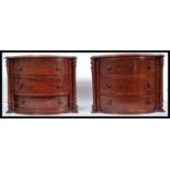 A pair of Victorian 19th century Scottish mahogany apprentice style bow front chests of drawers,