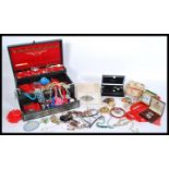 A collection of vintage costume jewellery to include  various bead necklaces, rhinestone