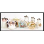 A collection of teapots dating from the 19th Century onwards to include a Victorian teapot of shaped