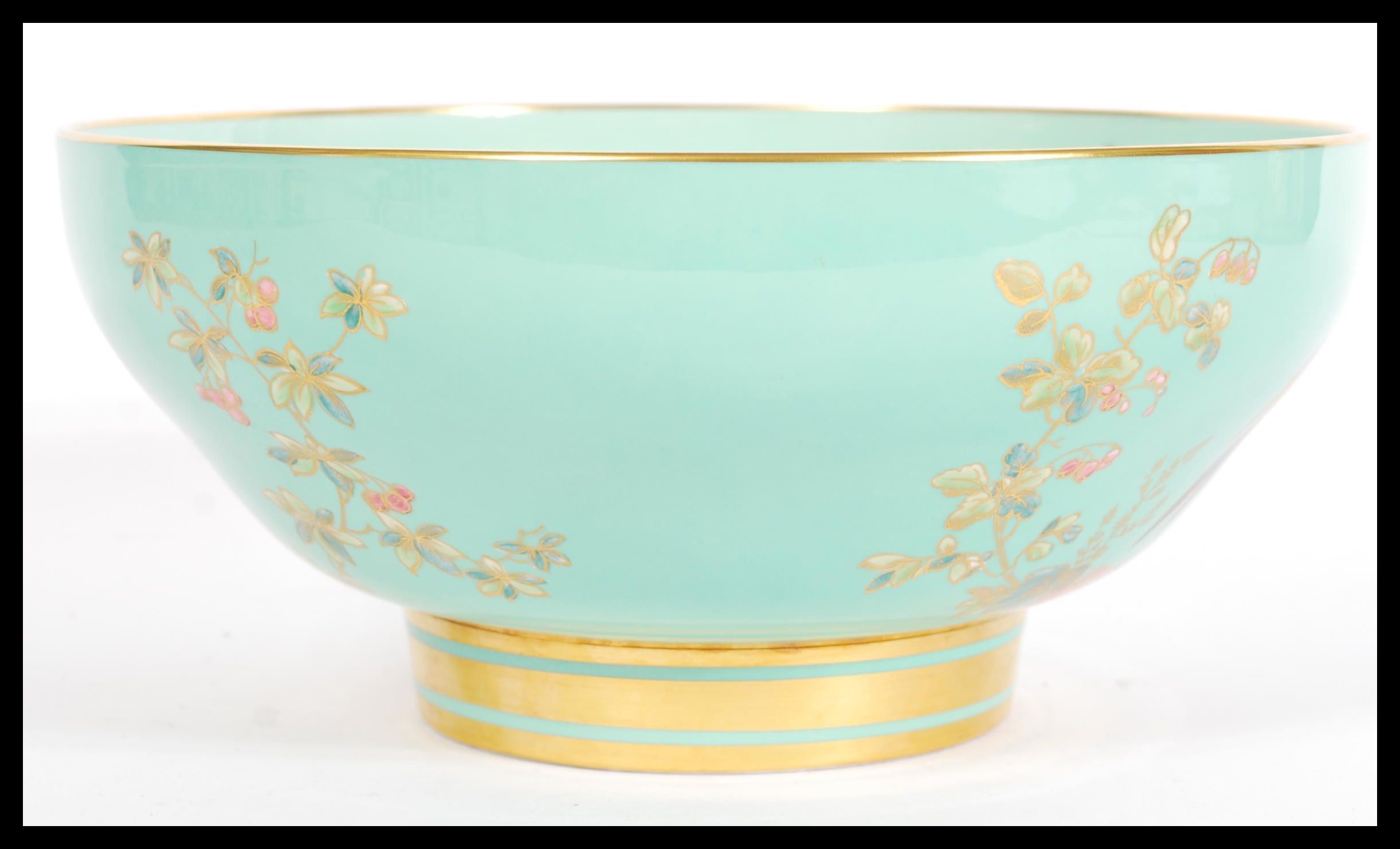 A 20th Century Spode bone china centrepiece / fruit bowl having a mint green ground featuring - Image 3 of 4