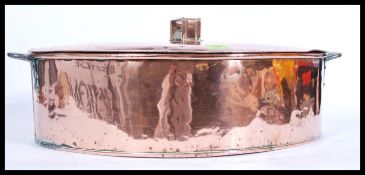 A large 19th century highly polished country house sized copper lidded fish pan - saucepan. Of