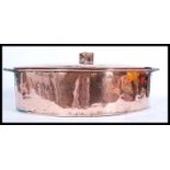 A large 19th century highly polished country house sized copper lidded fish pan - saucepan. Of