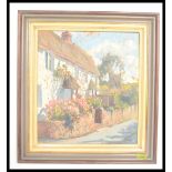 Ian Cryer PROI (Bn 1959)  A 20th century  oil on canvas painting of a country cottage and street