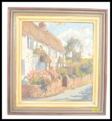 Ian Cryer PROI (Bn 1959)  A 20th century  oil on canvas painting of a country cottage and street