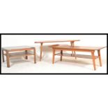 A group of vintage retro 20th Century teak furniture to include a Surfboard coffee table, a Myer