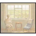 Ian Cryer PROI (Bn 1959)  A 20th century  oil on canvas painting of an interior scene with lady