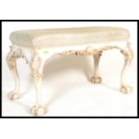 A good quality Louis 16th manner revival window seat / duet piano stool. Of rococo form with large