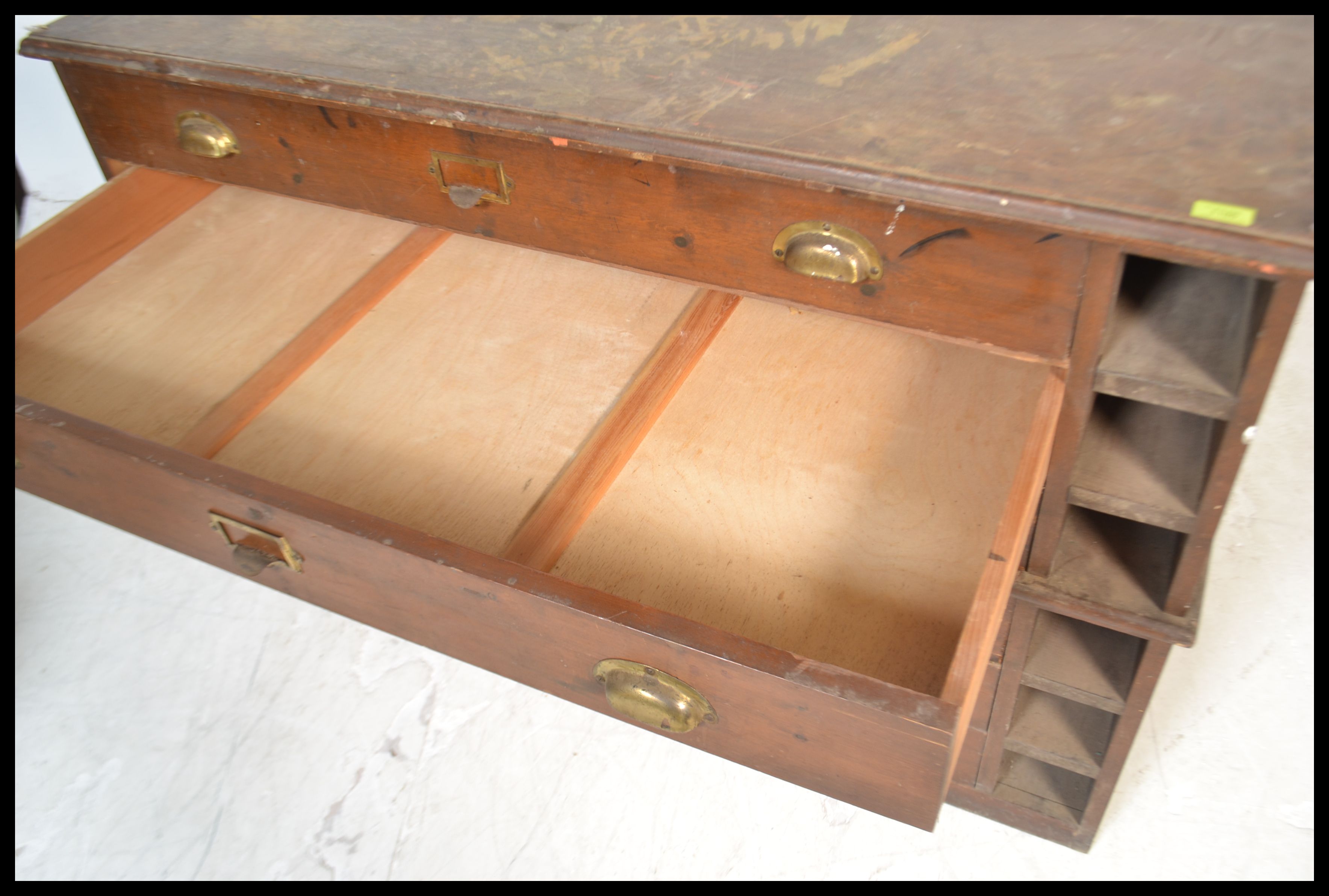 A believed late 19th century Victorian large oak six-drawer architects plan / map chest of drawers - Image 5 of 5