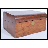 A 19th century Victorian walnut dome top tunbridge inlaid writing slope box with hinged top and