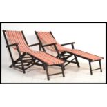 Shipping interest - A pair of vintage 20th Century Union Castle Line steamer / deck chairs, ebonised