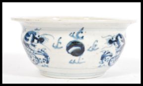 A believed 17th / 18th Century Chinese blue and white ceramic bowl having hand painted decoration of