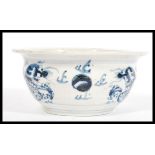 A believed 17th / 18th Century Chinese blue and white ceramic bowl having hand painted decoration of