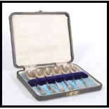 A cased set of six silver hallmarked teaspoons, the teaspoons with assay marks for Sheffield, date